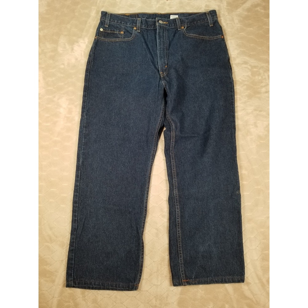 VTG Levi's 505 Jeans Tag 38x30 Fits 36x37 Dark Wash Regular Fit Straight Leg